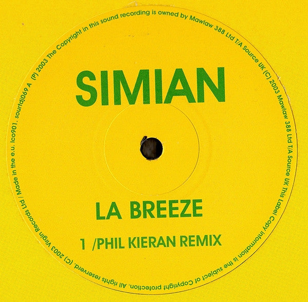 Simian : La Breeze (12", Promo)
