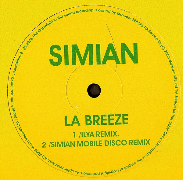 Simian : La Breeze (12", Promo)