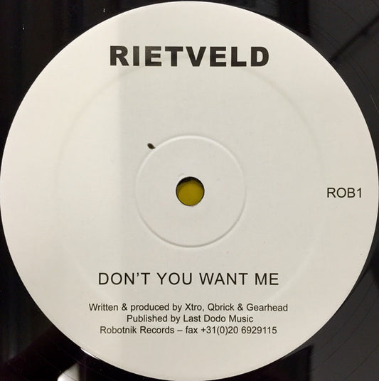 Rietveld : Don't You Want Me (12", Promo, W/Lbl)