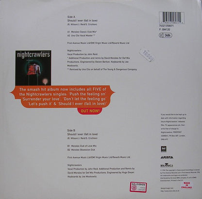 Nightcrawlers Featuring John Reid : Should I Ever (Fall In Love) (12")
