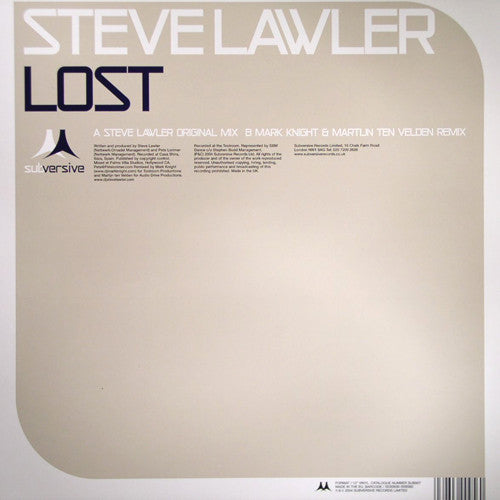 Steve Lawler : Lost (12", Single)