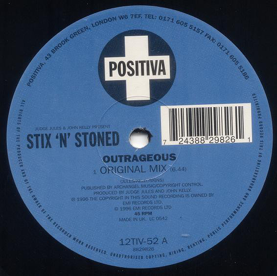 Judge Jules & John Kelly Present Stix 'N' Stoned : Outrageous (12", Single)