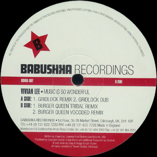 Vivian Lee : Music Is So Wonderful (12")