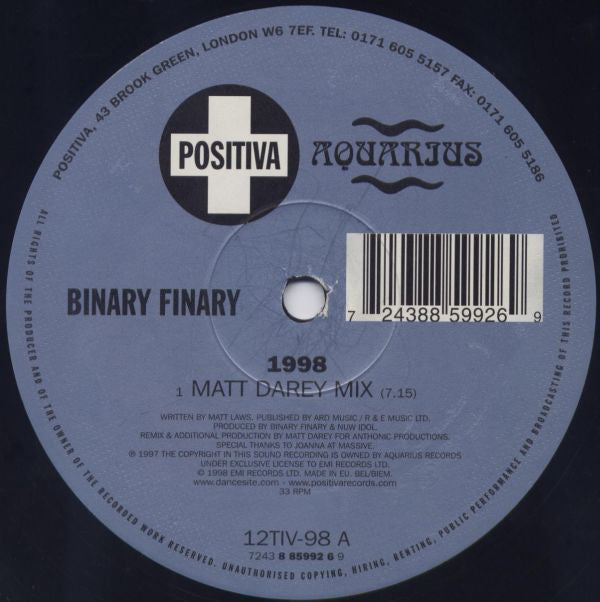 Binary Finary : 1998 (12")