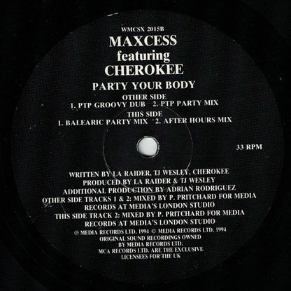 Maxcess feat. Cherokee (2) : Party Your Body (12")