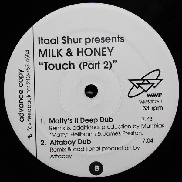 Itaal Shur Presents Milk & Honey : Touch (Part 2) (12", Promo)