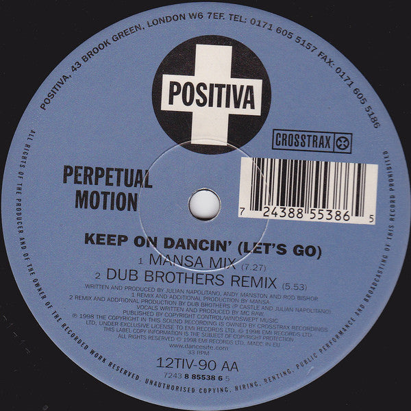 Perpetual Motion : Keep On Dancin' (Let's Go) (12")
