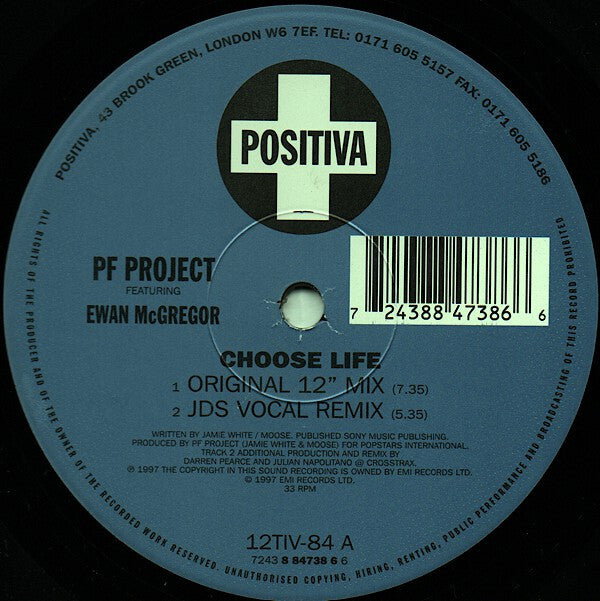 PF Project Featuring Ewan McGregor : Choose Life (12", Single)