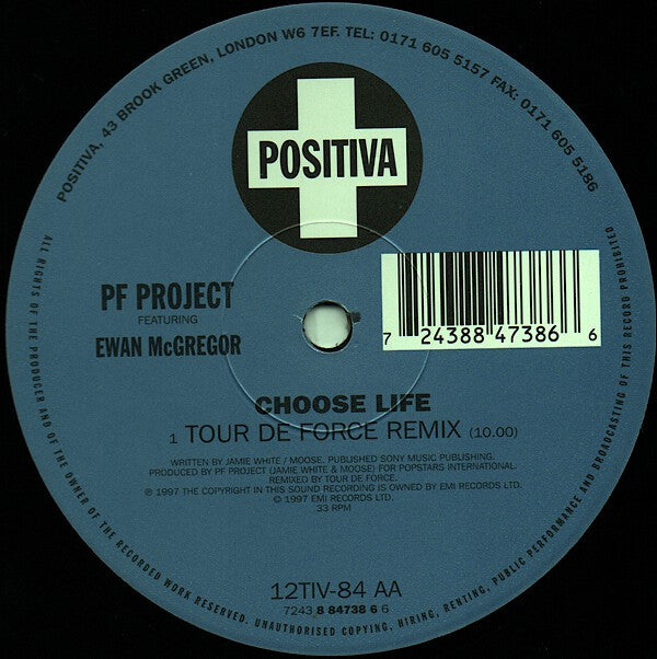 PF Project Featuring Ewan McGregor : Choose Life (12", Single)