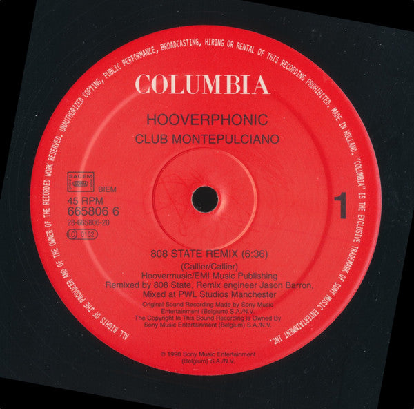Hooverphonic : Club Montepulciano (12")