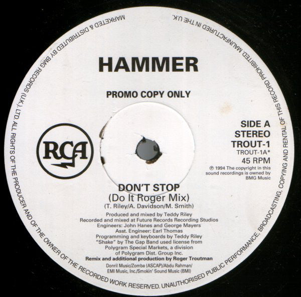 MC Hammer : Don't Stop (12", Promo)
