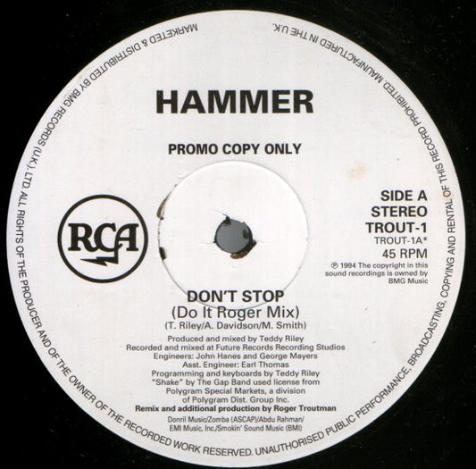 MC Hammer : Don't Stop (12", Promo)