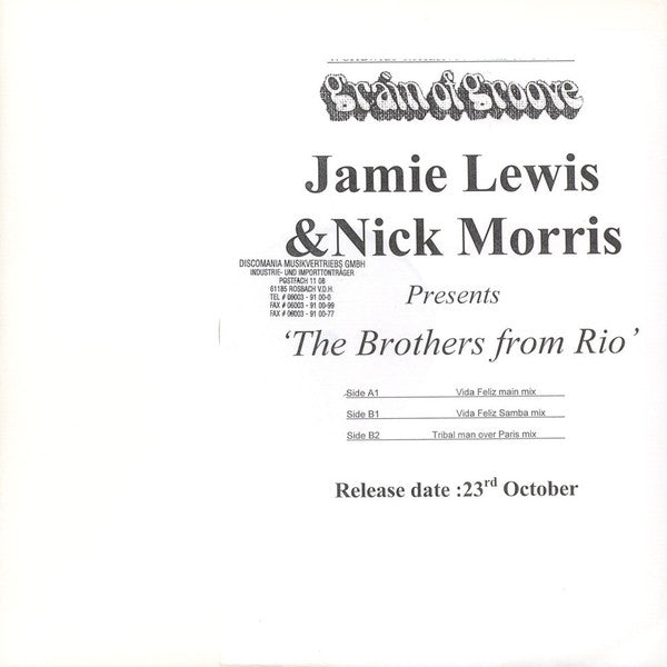 The Brothers From Rio : Vida Feliz (12", Promo, W/Lbl)