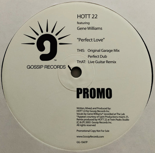 Hott 22 Featuring Gene Williams : Perfect Love (12", Promo)