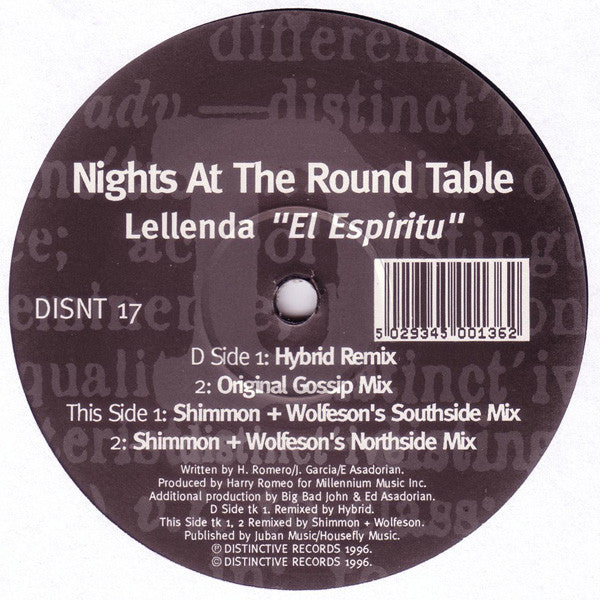 Nights At The Round Tables : Lellenda "El Espiritu" (12")