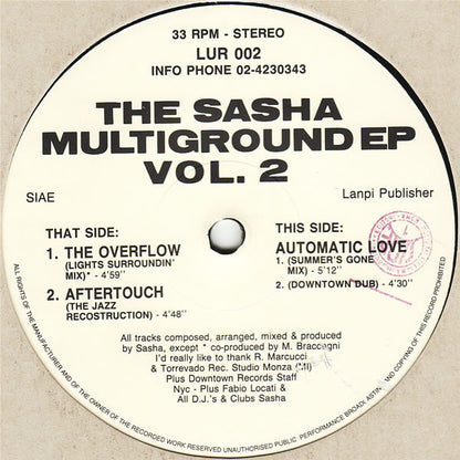 Sasha (2) : The Sasha Multiground EP Vol. 02 (12", EP)