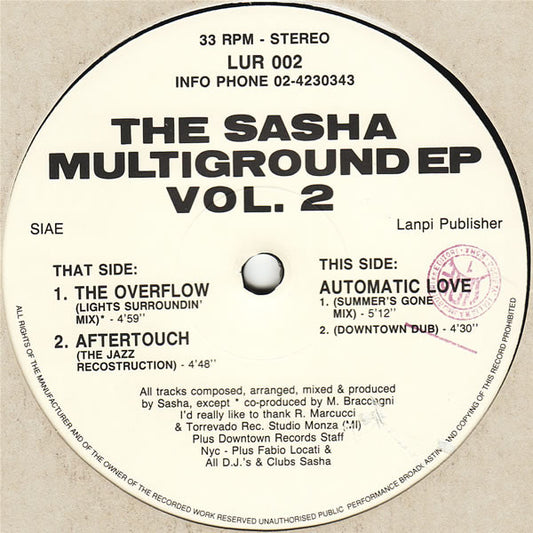 Sasha (2) : The Sasha Multiground EP Vol. 02 (12", EP)