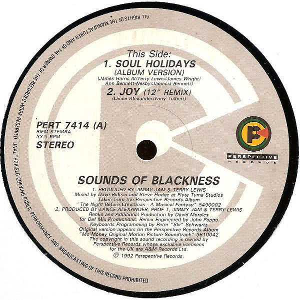 Sounds Of Blackness : Soul Holidays / Joy (12")