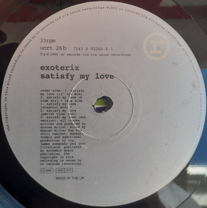 Exoterix : Satisfy My Love (12", Single)