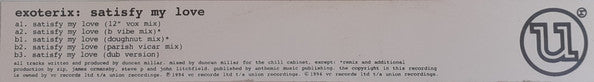 Exoterix : Satisfy My Love (12", Single)