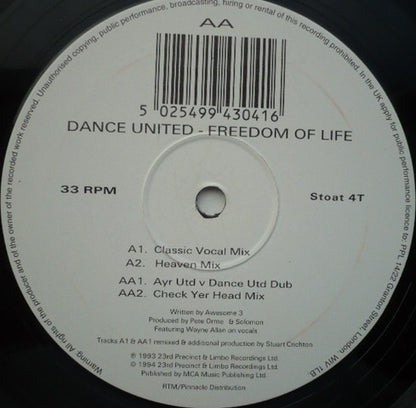 Dance United (2) : Freedom Of Life (12", Single)