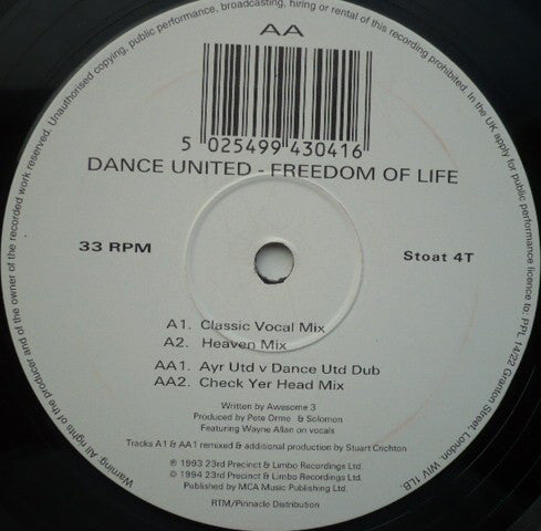Dance United (2) : Freedom Of Life (12", Single)