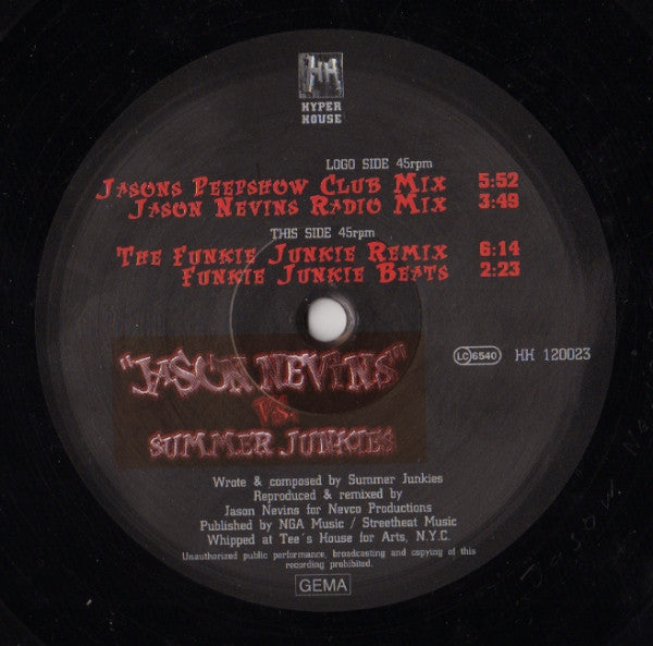 Jason Nevins Vs. Summer Junkies : Summer Junkies (12")
