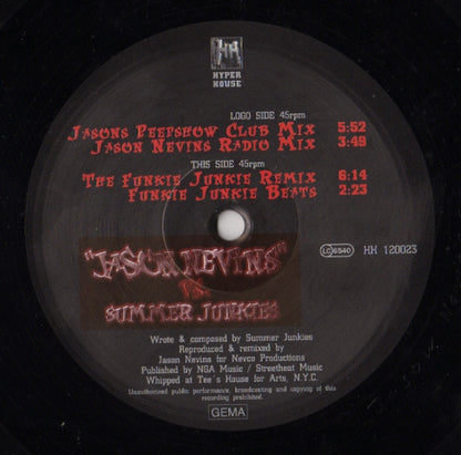 Jason Nevins Vs. Summer Junkies : Summer Junkies (12")