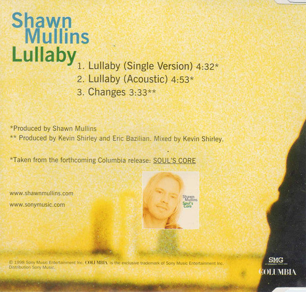 Shawn Mullins : Lullaby (CD, Single)