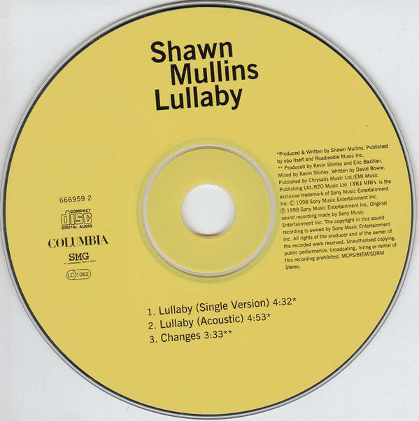 Shawn Mullins : Lullaby (CD, Single)