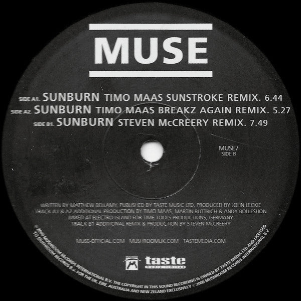 Muse : Sunburn Remixes (12")