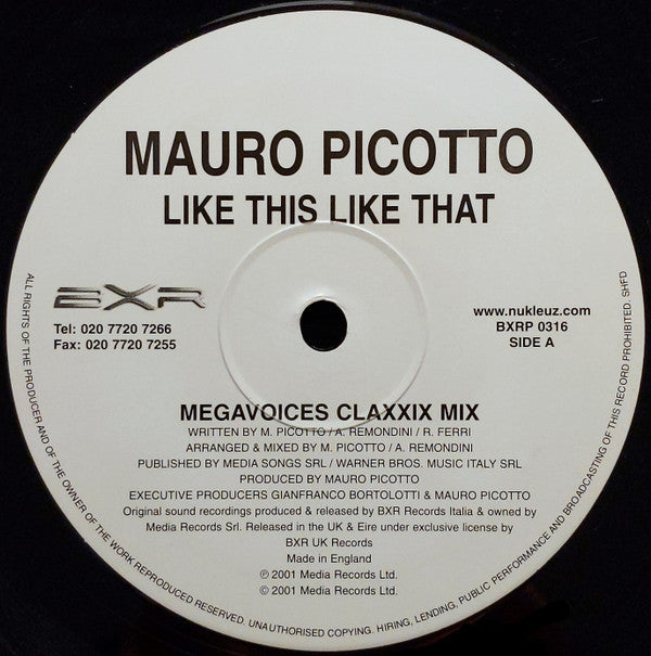 Mauro Picotto : Like This Like That (12")