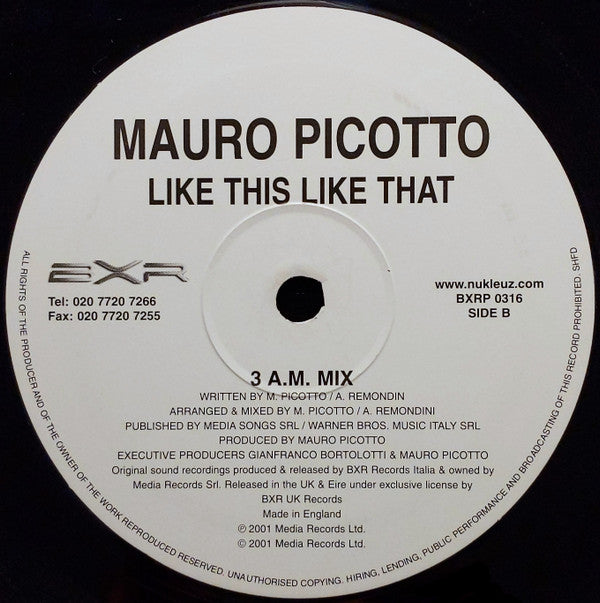 Mauro Picotto : Like This Like That (12")