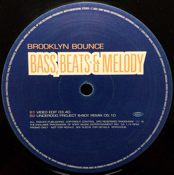 Brooklyn Bounce : Bass, Beats & Melody (12", Promo)