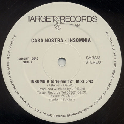 Casa Nostra (2) : Insomnia (Remix) (12")