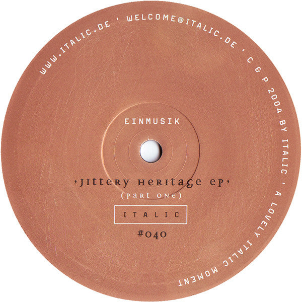 Einmusik : Jittery Heritage EP (Part One) (12", EP)