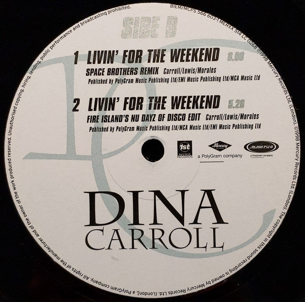 Dina Carroll : Livin' For  The Weekend (12")