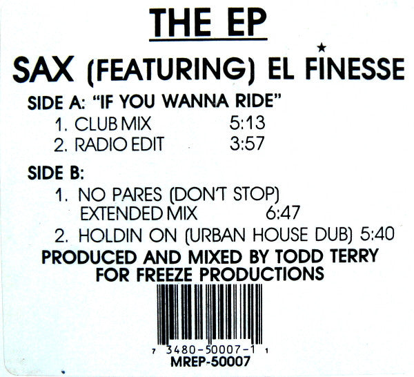 Sax Featuring El Finesse : The EP (12", EP)