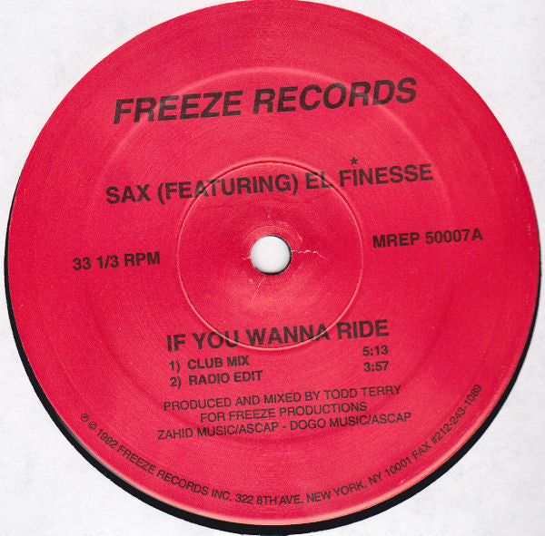 Sax Featuring El Finesse : The EP (12", EP)