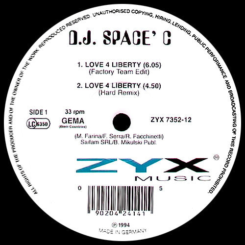 DJ Space'C Feat. Anne (56) : Love 4 Liberty (12")