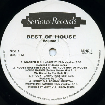Various : Best Of House Volume 1 (LP, Comp)