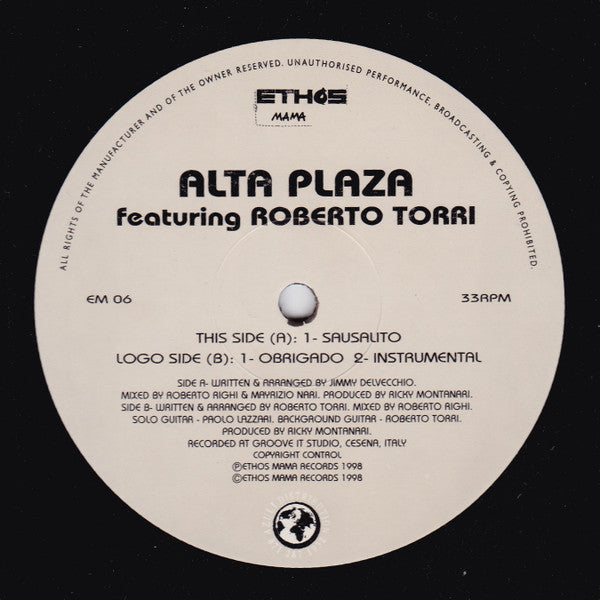 Alta Plaza Featuring Roberto Torri : Sausalito (12")
