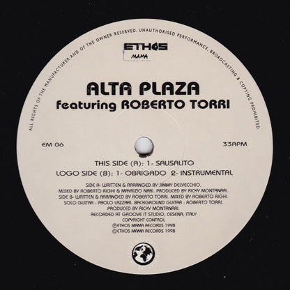 Alta Plaza Featuring Roberto Torri : Sausalito (12")