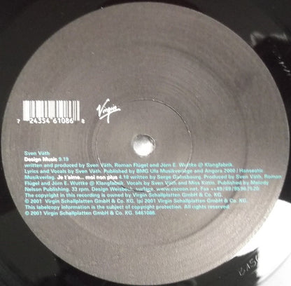 Sven Väth : Je T'aime ... Moi Non Plus / Design Music (12", Smplr)