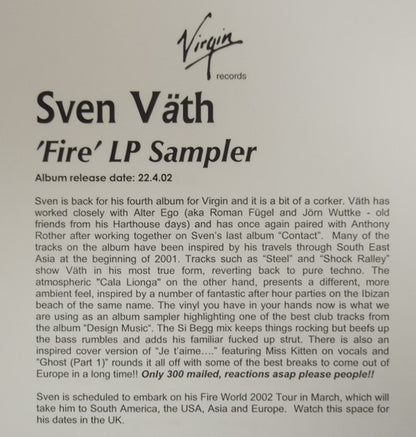 Sven Väth : Je T'aime ... Moi Non Plus / Design Music (12", Smplr)