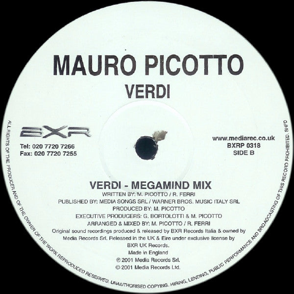 Mauro Picotto : Verdi (12")