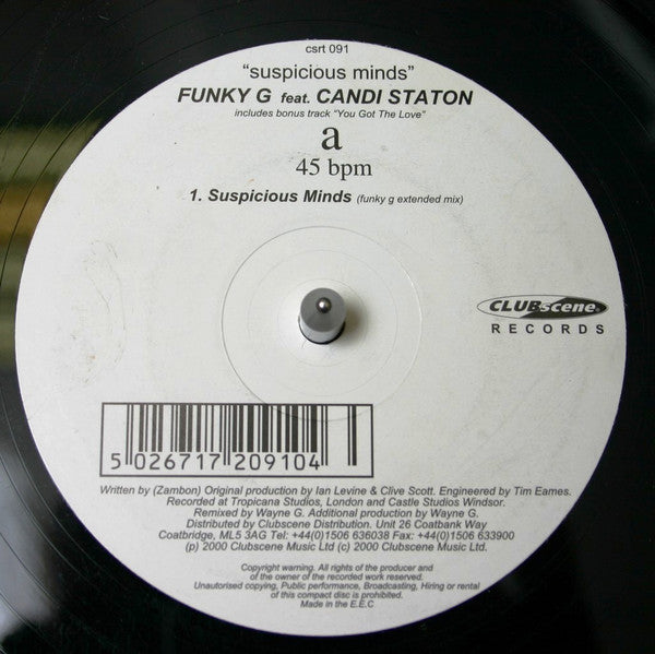 Funky G Featuring Candi Staton : Suspicious Minds (12")