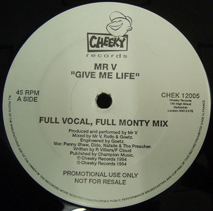 Mr. V.* : Give Me Life (12", Promo)