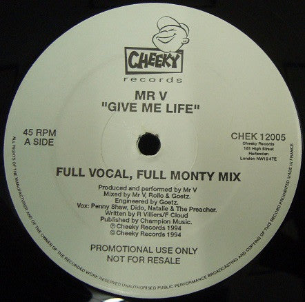 Mr. V.* : Give Me Life (12", Promo)