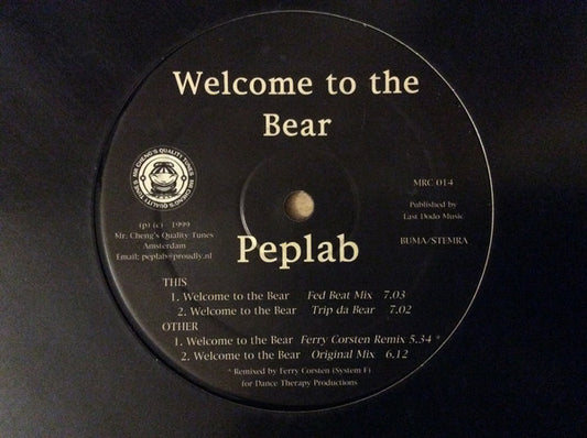 Peplab : Welcome To The Bear (12")